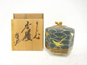 九谷焼　松月造　青粒　鶴　香炉